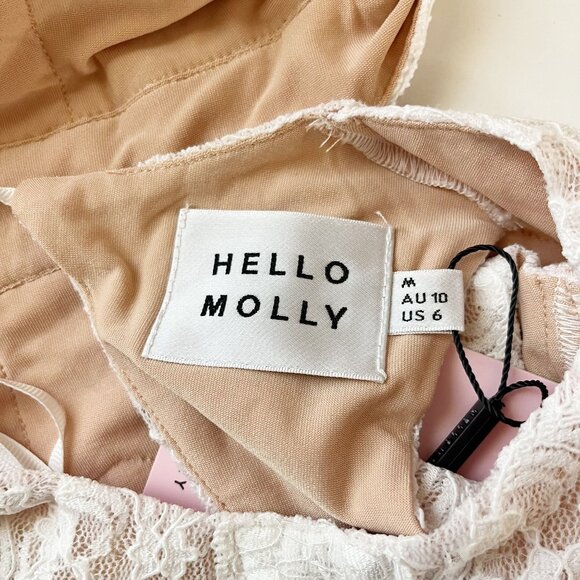 NEW Hello Molly Beautiful Minds White Lace Mini Dress Open Back - Size US 6 - Picture 6 of 9